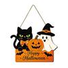 Halloween Wooden Door Sign with Hemp Rope Lanyard, Pumpkin Ghost Printed Hanging Solid Wood Festive Plaque, Front Wall Art for Porch Party Decorative