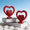 Double Heart Sculpture 3D Printed Red Heart Figurine Romantic Tabletop Ornaments for Anniversary Home Desk Shelf Decor Wedding Romantic Gifts