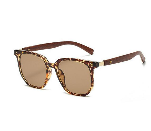 Retro Korean Brown Wood Grain Sunglasses - Large Frame, UV Protection, Live Broadcast Ready