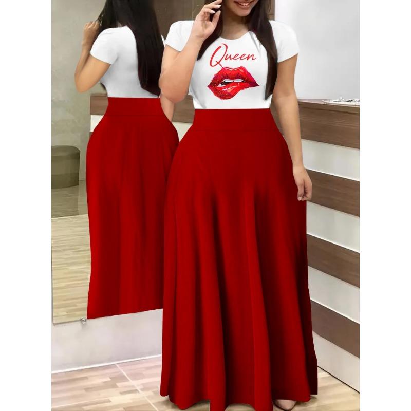 

Летнее длинное платье с цифровым принтом Commuter XXXL красный