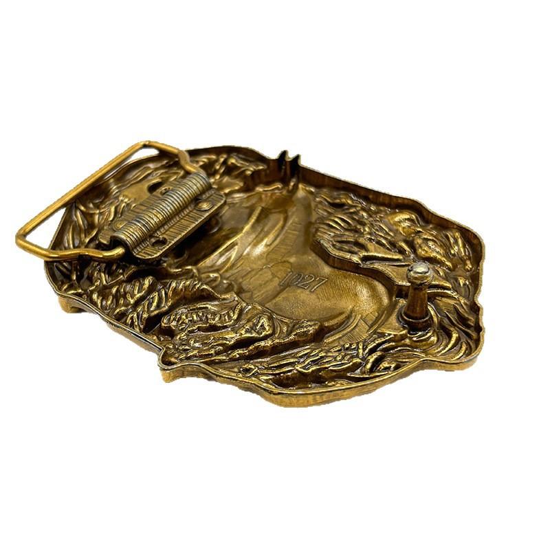 Double Horse Retro Metal Belt Buckle Western Cowboy Rope Buckle Accessory Unisex Smooth Buckle