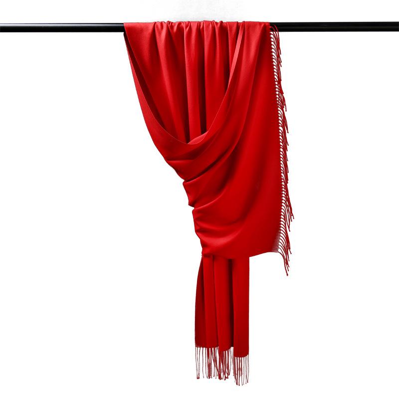 Two-Life Women's Solid Color Imitation Cashmere Scarf - Korean Style, Two-Way Shawl & Neck Gaiter for Autumn/Winter.