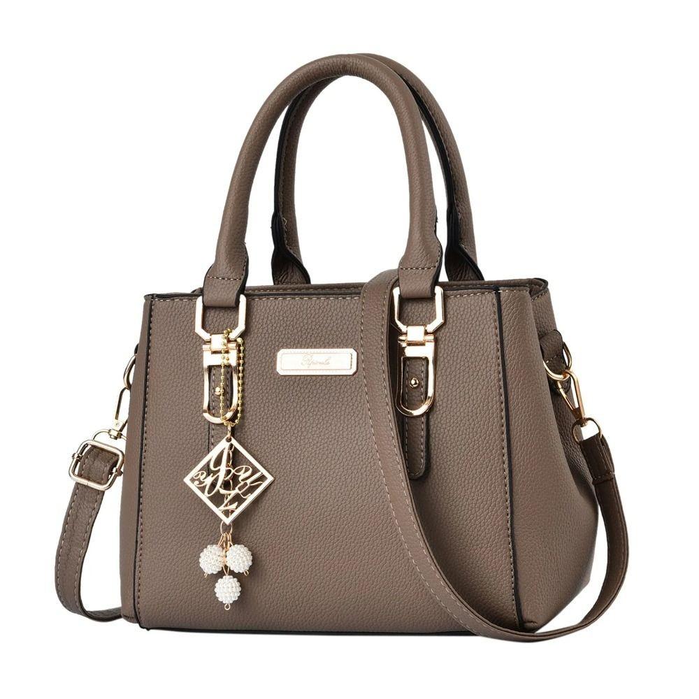 Trendy Leather Handbags Large Capacity Open Pocket Shoulder Bag Polyester Cotton Messenger Bag