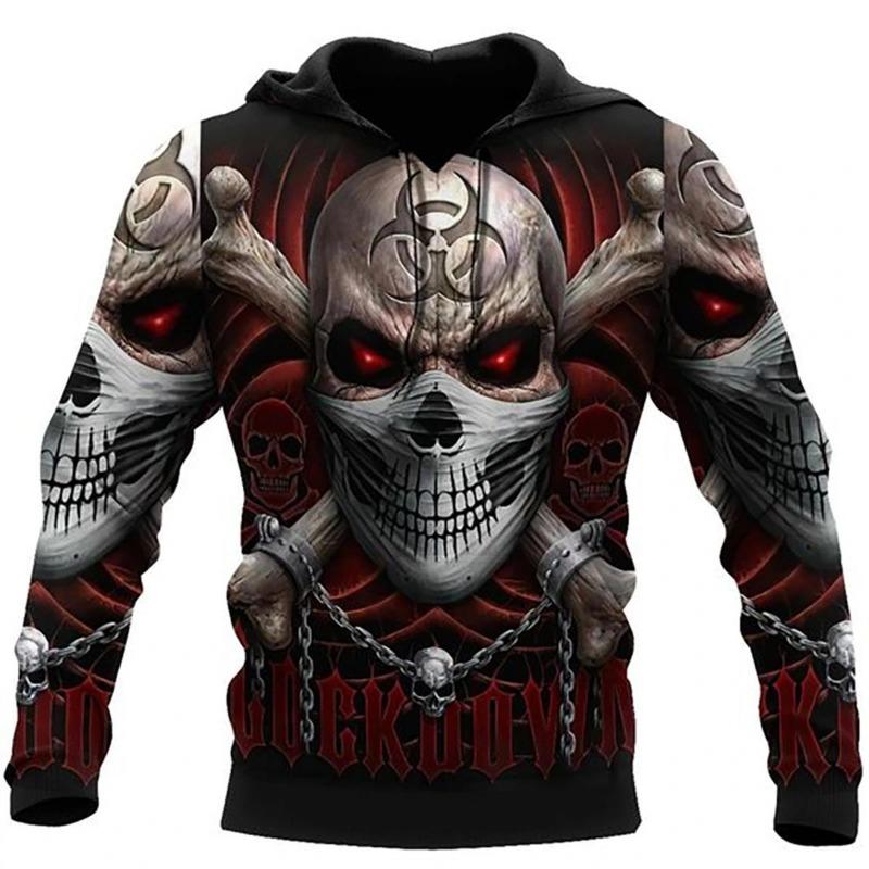 Men's And Women's Digital Terror Skull Street Suit Harajuku Jacket Men's Sports HoodieAmerican Style