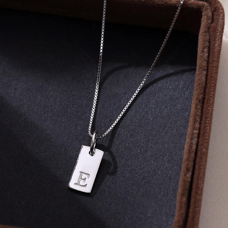 Banyan Tree Sterling Silver Square Letter Pendant Necklace