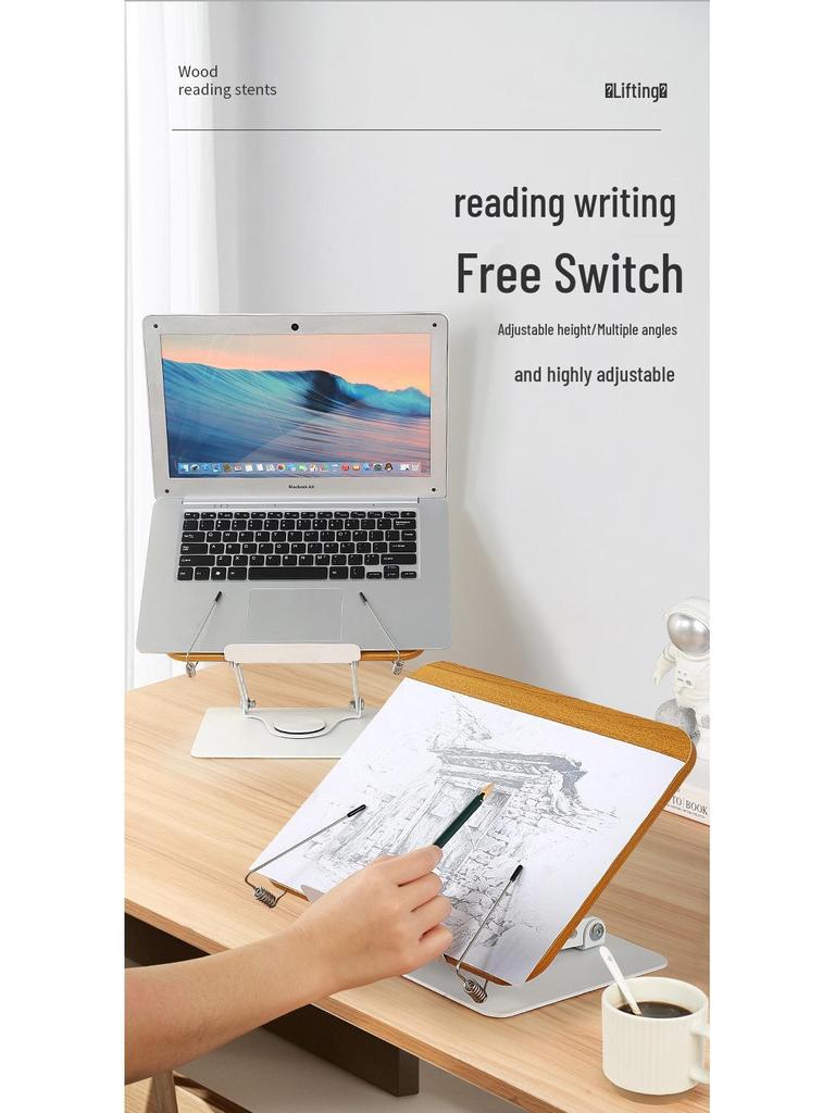 Acrylic Rotating Reading Stand: Multifunctional Book, Tablet, and Laptop Holder with Page Turner for Children