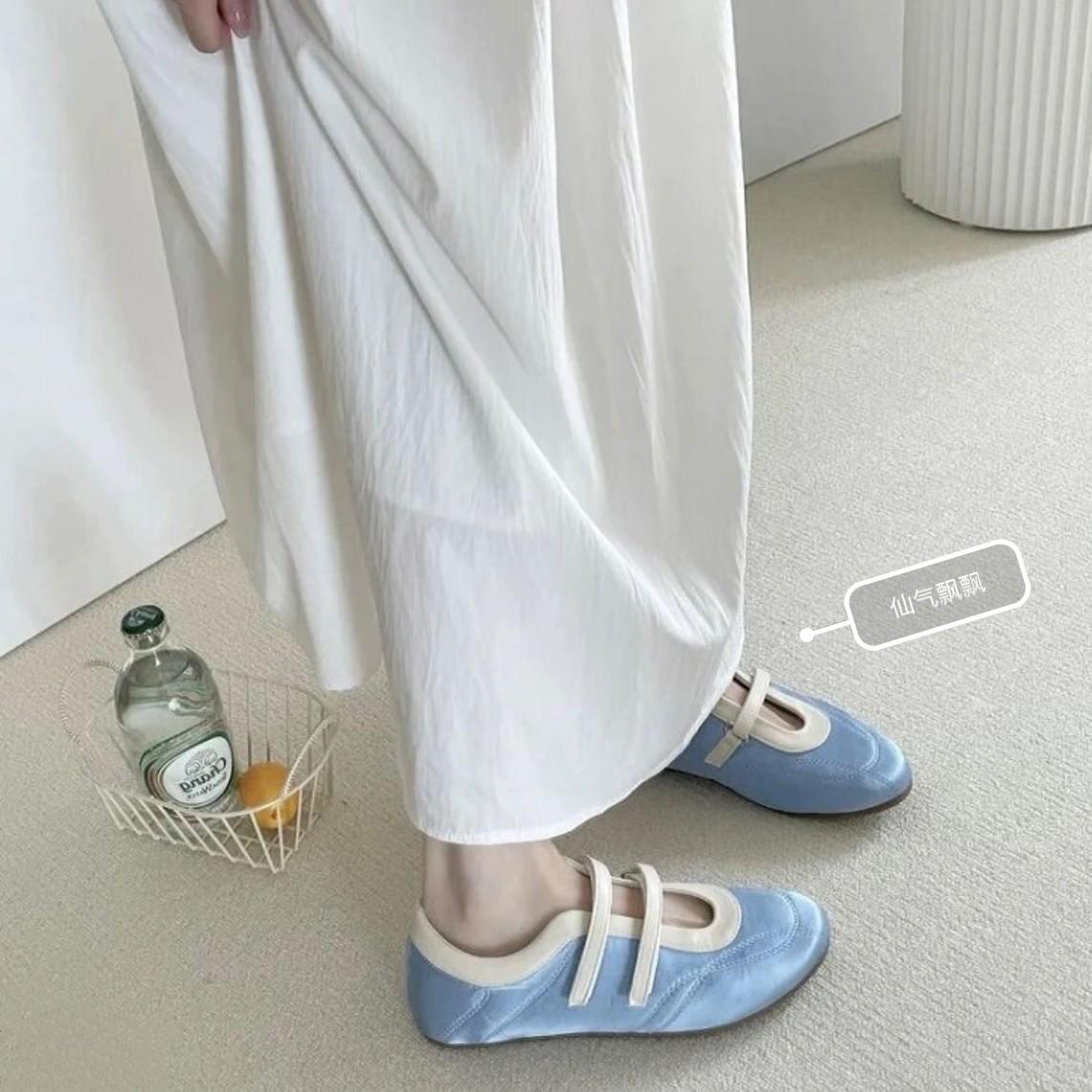 

Breathable soft leather shallow mouth flat bottom single Mary Jane fashion versatile casual blue ballet shoes women 35 небо синє кольору