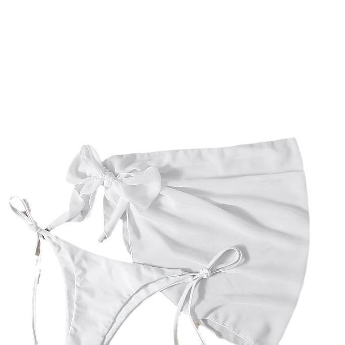 2024 New European & American Three-Piece Swimsuit Set with Sexy Short Tulle Skirt and Bikini.