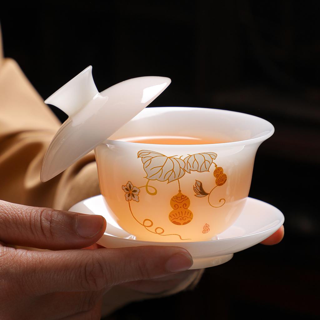High-end ice seed jade porcelain tea set, gifts for customers, business companies, high-end gifts