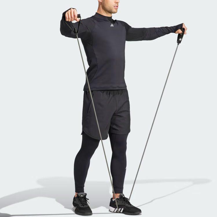 adidas T Shirts Men's Black Half Turtleneck Moderate Straight Fit HY3811
