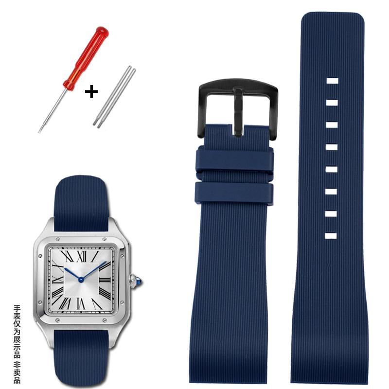 Weiches Gummi-Uhrenarmband Für Cartier Sandoz Santos 100 Silikon Herren Damen Uhrenarmband 20mm 23mm Edelstahl-Schnalle Zubehör