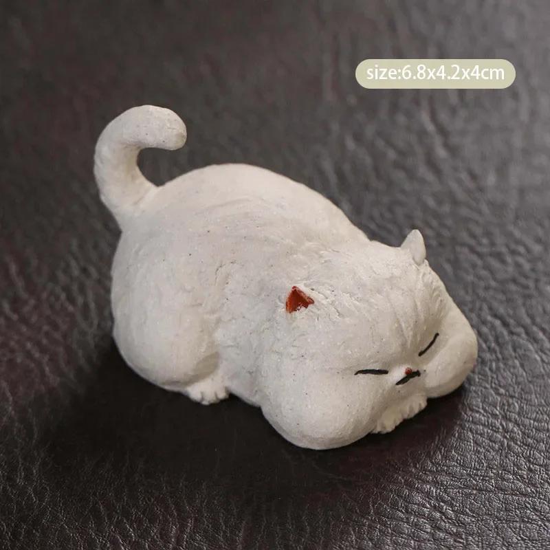 

Chinese Yixing Purple Clay Sculpture Tea Pet Cute Lucky Cat Statue Decor Tea Figurine Desktop Ornaments Tea Set Decoration