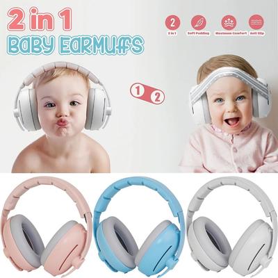 אטמי אוזניים נוחים לתינוק 2 ב-1 עיצוב מתקפל לאוזניות להפחתת רעש לפעוטות בחוץ