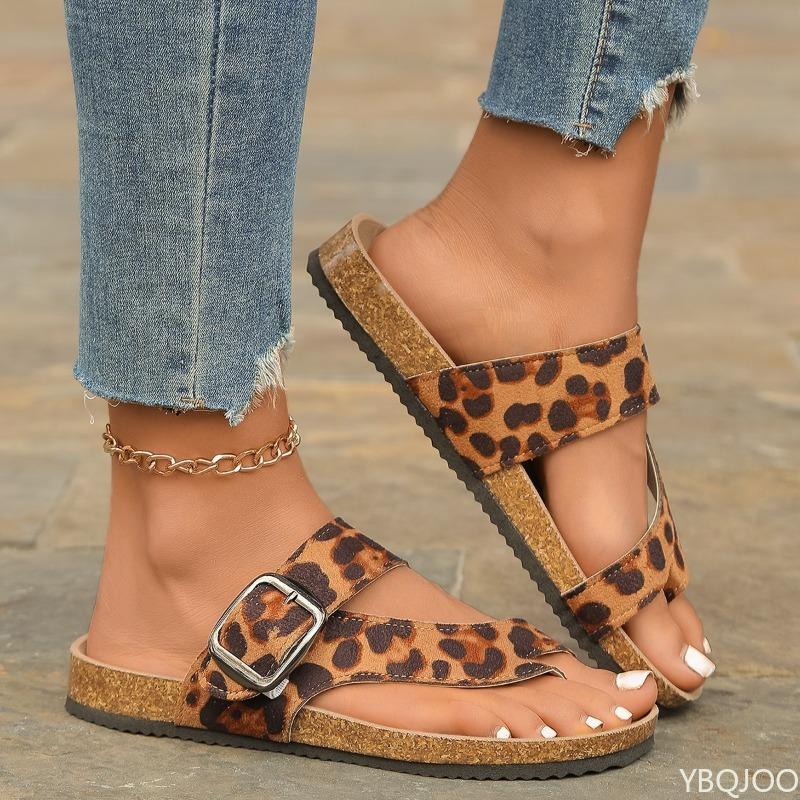 Summer Fashionable Versatile Shoes Peep Toe Sandals Leopard Platform Sandals Ladies Thick Sole Casual Comfortable Flip-flop