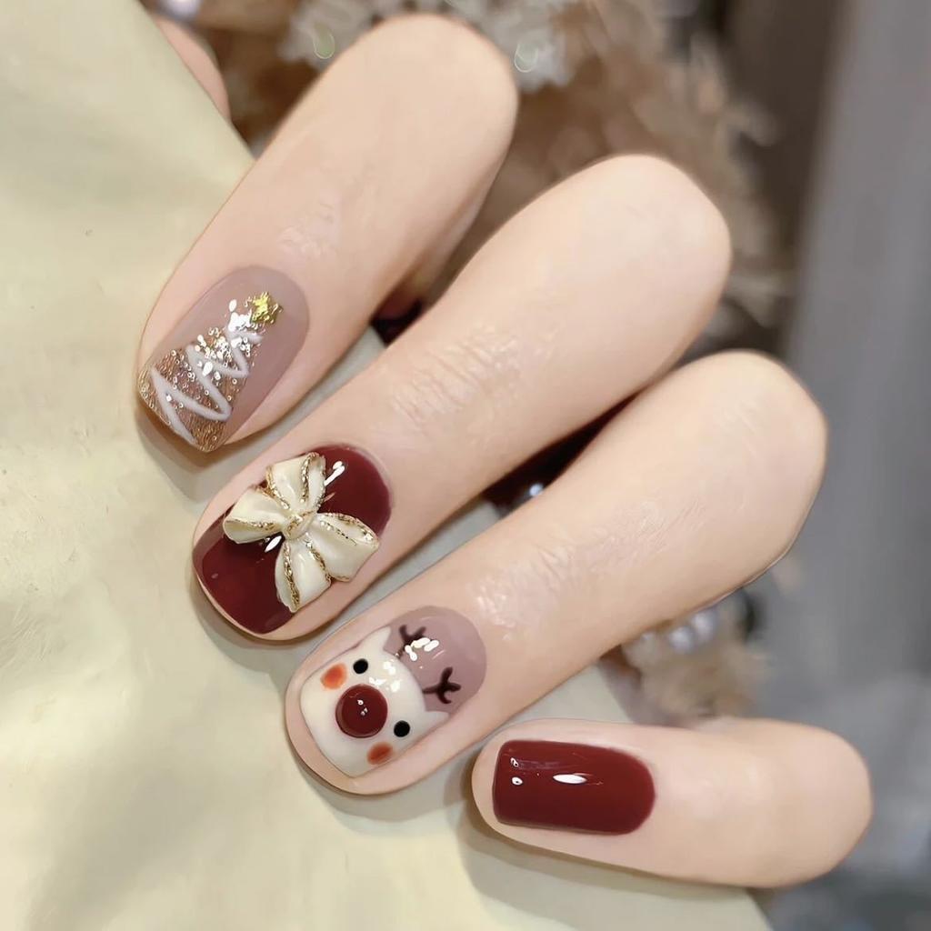 Pure Handmade Phototherapy Wearer for Winter Christmas Finished Product Reusable Nail Patches for Detachable Cats