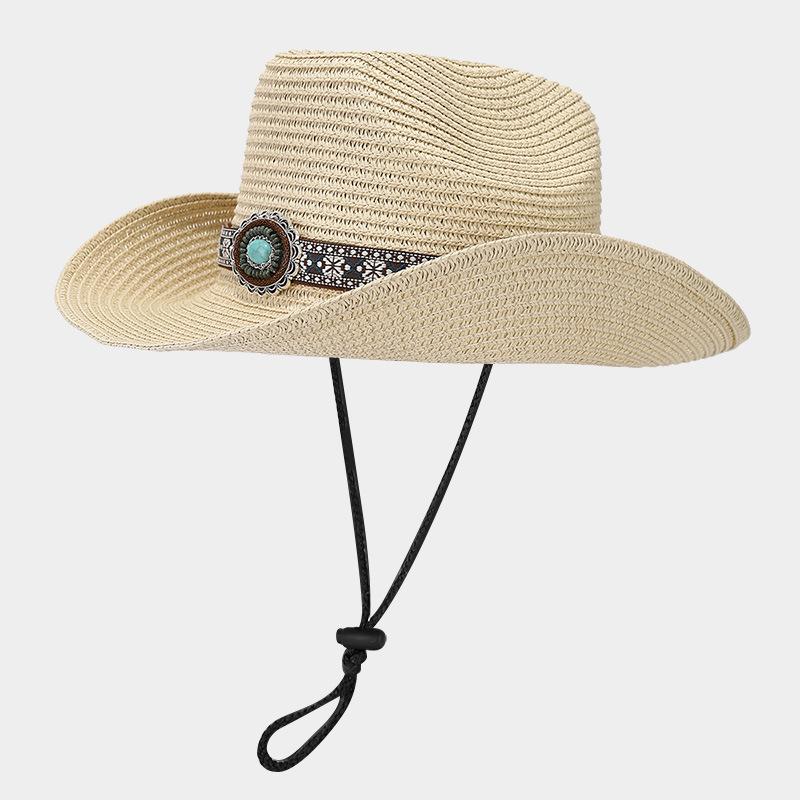 New American Dick Denim Hat Men's and Women's Outdoor Straw Sun Hat Retro Ethnic Style Jazz Shade Tide