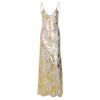 Women's Spring Summer Sexy Backless Hot Gold Halter Dress