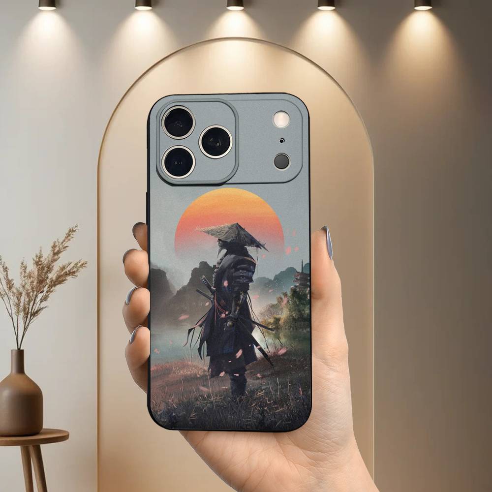 Samurai Art Bushido Phone Case For iPhone 17,16,15,14,13,12,11 Plus,Pro Max,XS,X,XR,SE,Mini,8,7,Soft Silicone Black Cover