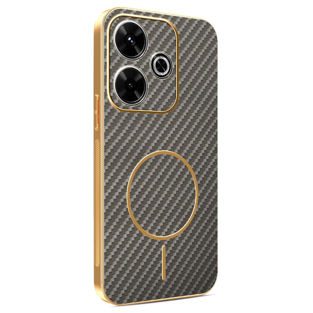 Phone Case For Xiaomi Redmi 13 4G/5G/Note 13R 5G/Poco M6 4G/M6 Plus 5G Carbon Fiber Textured Electroplated TPU Back Cover