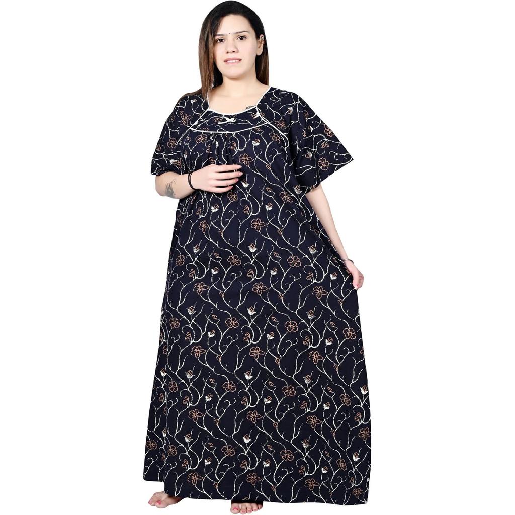 Floral Printed Women's Night Gown Indian Nightwear Sleepwear Cotton Nighty