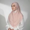 Non-Transparent Double Layer Chiffon Hijab Elegant Drape Solid Color Instant Chin Cover Scarf Pinless Design Wrinkle-Resistant