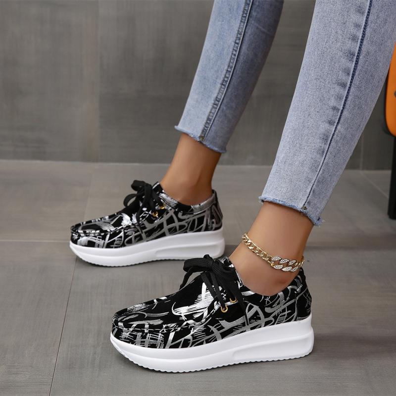 Plateau Keil Casual Sneakers Damenschuhe Sommertrends Fashion Print Vulkanisierte Schuhe Bequeme leichte Gummi-Loafer