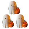 2/3Pcs Halloween Ghost Statue Holding Pumpkin Cartoon Ghost Resin Statue Figurine Sculpture Holiday Party Decoration Ornament