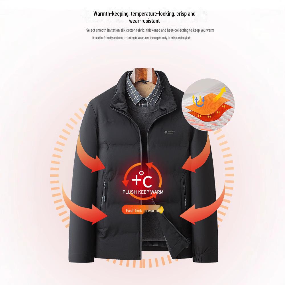 2024 Herren Dicke Baumwolljacke mit Stehkragen - Langarm Wintermantel für Mittelalte und Ältere