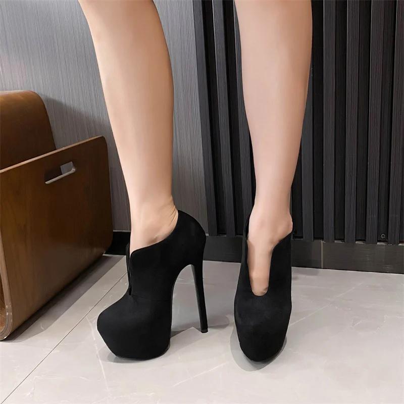 Sexy Super High Heel Platform Shoes Women 2025 New Thin High Heel Stripper Pole Dance Shoes Comfortable Round Toe Non Slip Pumps
