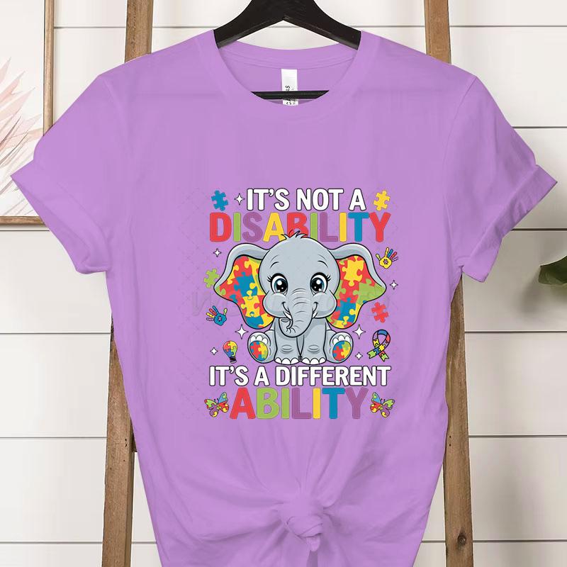 Its A Different Ability Autism Teacher Shirt Autism Awareness Cartoon Design Woman Tshirts Special Education Gift Classic Tops