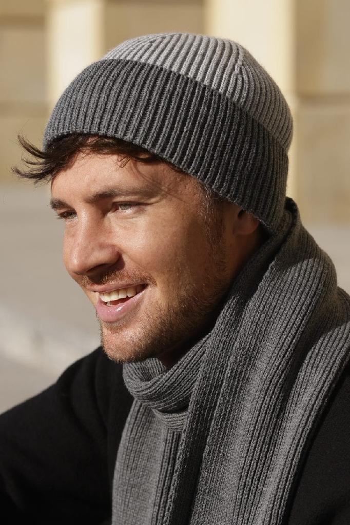 Leon - Men' Light Gray Cap with Graphite Cuff