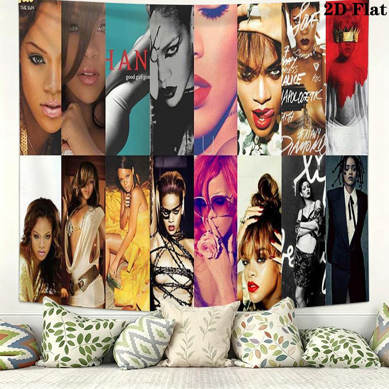 Rihanna Savage Wall Tapestry Aesthetic Wall Hanging Printed Fabric Blanket Decorative Tapestries for Bedroom Living Room Home Decor