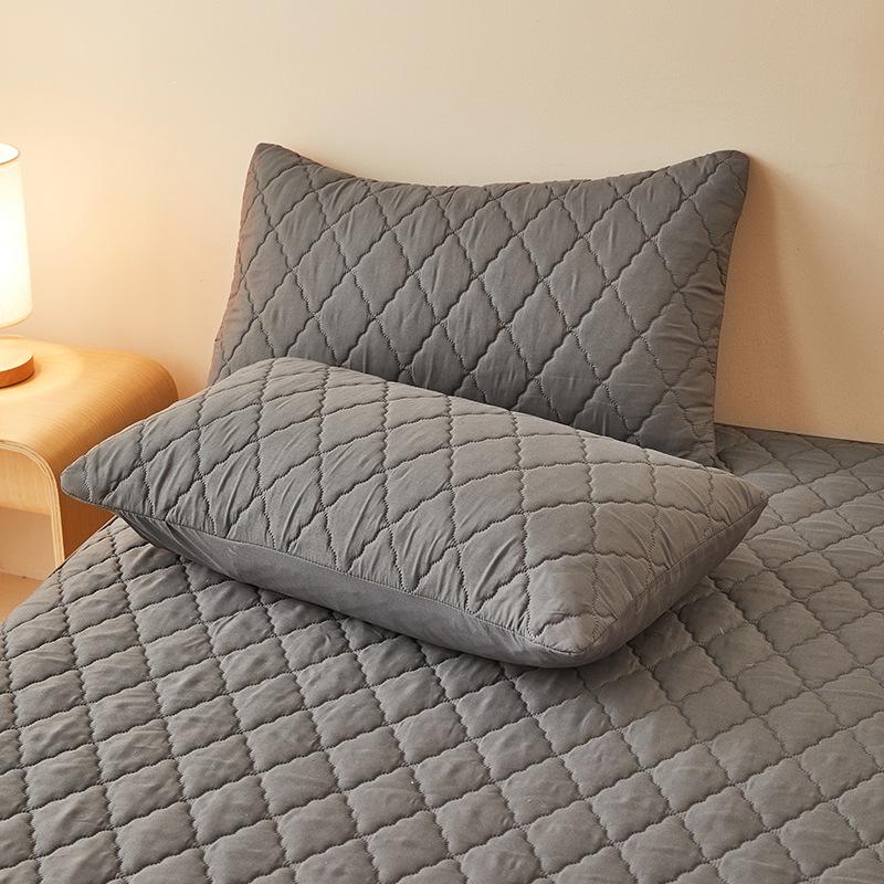 

Waterproof Quilted Padded Pillowcases - Customizable Solid Color Pair Single 48x74 темно-серого