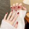 Red Cherry Cat Eye Short Nail Art Stickers - Handmade Wearable Nails 2025