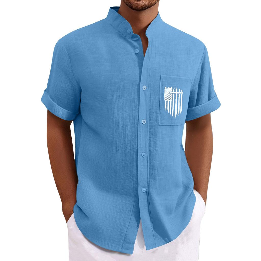 Men'S Casual Loose Short Sleeved Printed Shirt With Fashionable Top