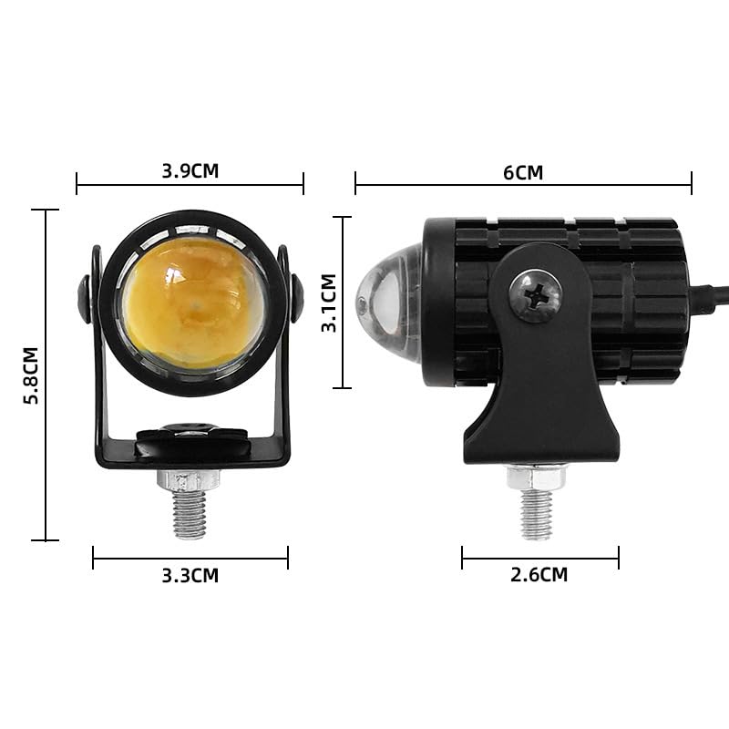 Motorcycle Fog Lamp, LED 2 Color Switching, White, Yellow, Auxiliary Light, Car Exterior Light,