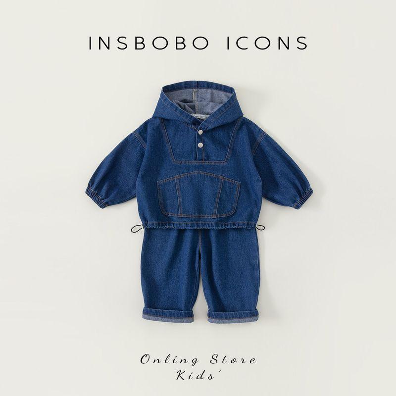 Children s Suit Baby Spring Clothing Kids  Clothing Boys  Denim Suit 2026 Spring New Style Boys  Clothes Spring and Autumn Handsome Blue 90