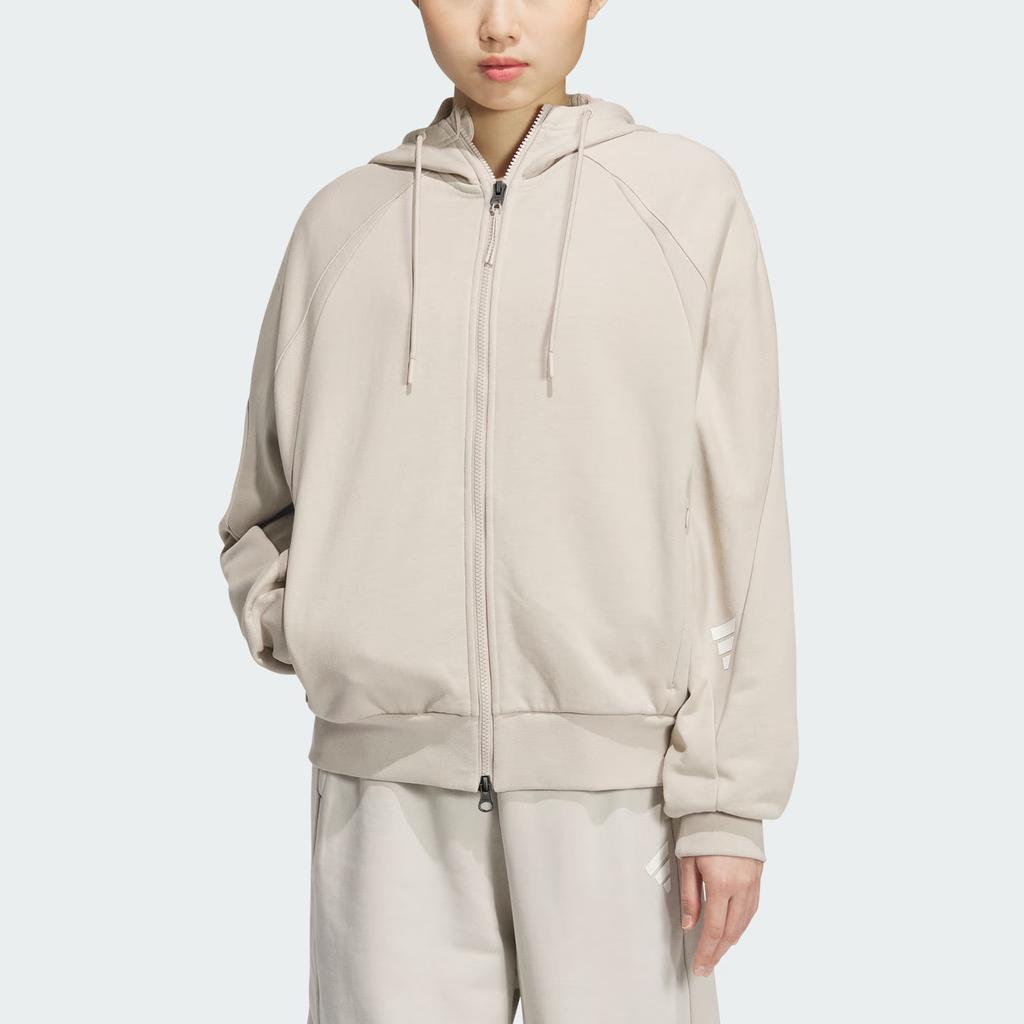 Adidas Ss25 Fos Future Style Knit Jacket Casual Sports Simple Loose Hooded Jacket Women Jacket Miracle-Brown JY8068