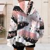 Women Plus Size Zip Up Hoodie Long Sleeve Drawstring Hood Swirl Print Pink Blue Purple With Pockets