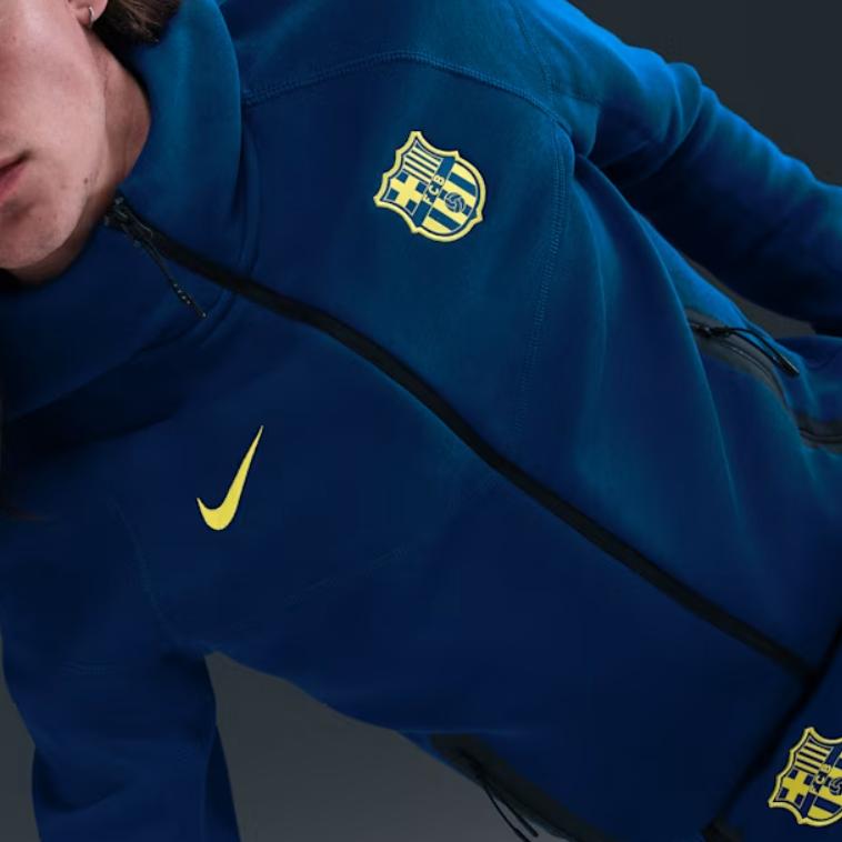 Nike Giacca a Zip Intera in Pile da Calcio Nike da Uomo Fc Barcelona Tech Windrunner Quarta Divisa FZ1274-432