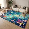 Fish Ocean Theme Soft Crystal Velvet Rug Custom Name & Text Print Non Slip Floor Rug for Bedroom Living Room