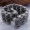 Gothic Herren Schädel Armband für Männer Massiv 316L Edelstahl 35MM Breite Punk Kette Armband Handschmuck Skelett Accessoires