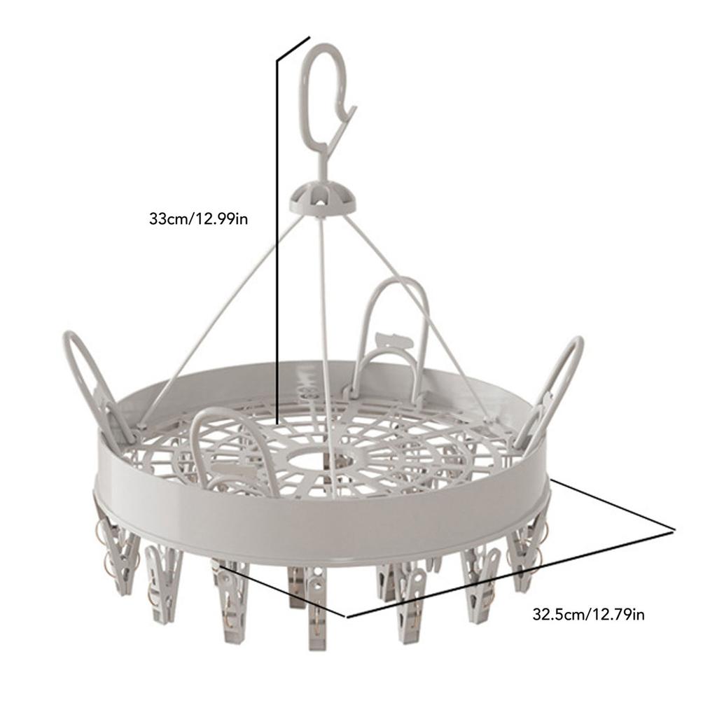 Clip and Drip Hanger Household Multiple Clip Hanging Drying Rack Hook Underwear Hanger for Underwear Gray Round Shape