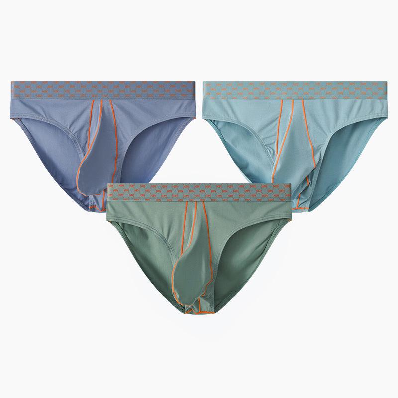 2024 Men's Cotton Color Block Briefs: Breathable, Comfortable, Sweat-Absorbing Underwear with Pouch.