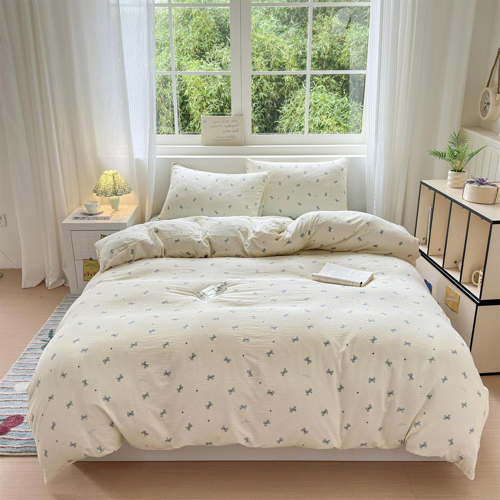 YYHNOOOOK Double Duvet Cover Suitable for Western and Japanese Style Includes Duvet Fitted and Suitable for All Machine Washable Ribbon Double 4-Piece