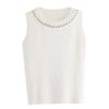 Damen Strickweste mit Perlen und O-Ausschnitt, Unterhemd, Damenmode, Frühling, Sommer, gestricktes Unterhemd, solide, ärmellos, schmale Oberteile