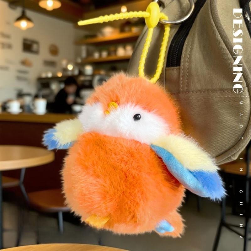 Creative Parrot Sparrow Bird Pendant Plush Toy Doll Keychain With Ring Bell