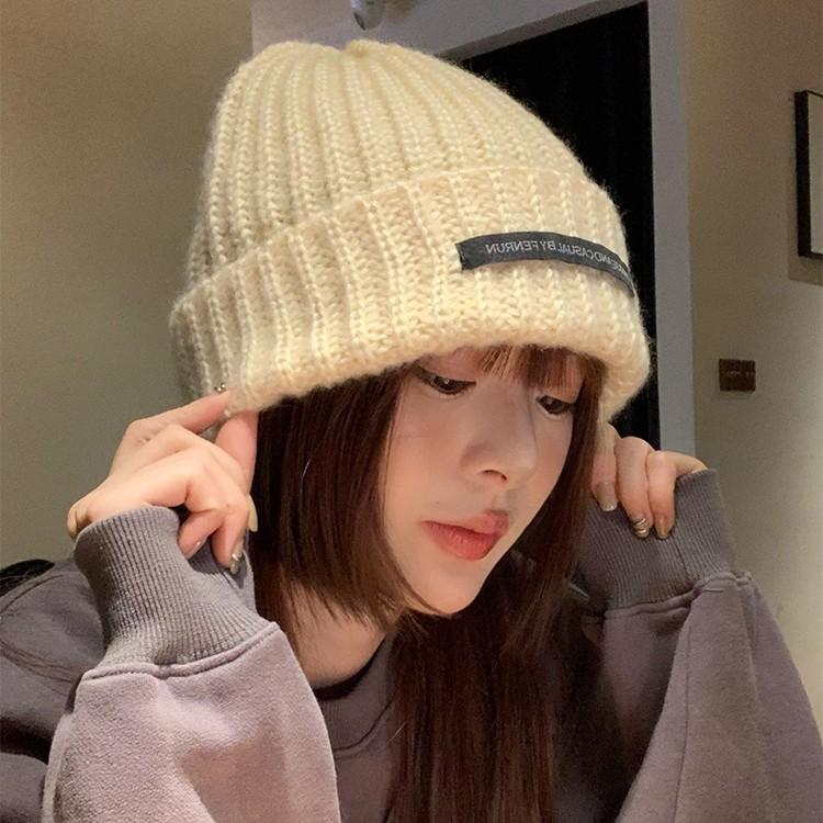 Big Head Circumference Thick Wool Hat Women's Autumn and Winter New Thickened Warm Ear Protectors Knitted Hat Showing a Small Face and Cold-proof Gray