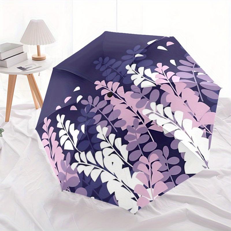 1pc Floral Patterns Automatic Open/close Folding Compact Umbrella, 8-Rib Sturdy Canopy, Lightweight Portable, Everyday Use, Gift, Outdoor Umbrella, Tr
