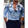 Camicia da uomo alla moda a maniche lunghe con colletto e bottoni, taglie forti, con stampa 3D